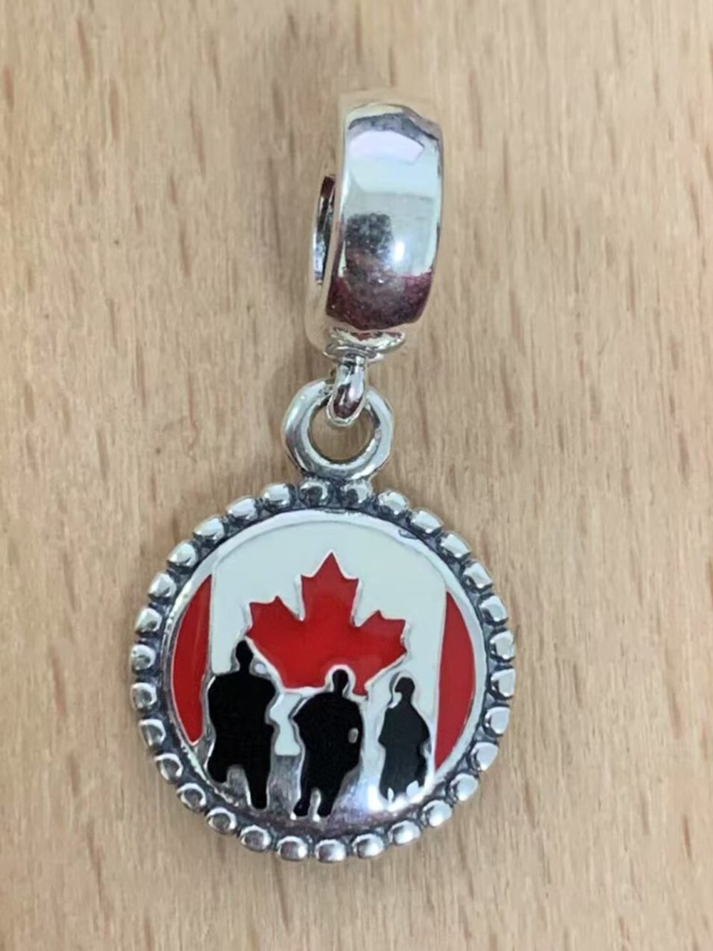 Pandora Salute Our Troops Canada Exclusive Charm, S925 Silver Jewelry Bracelets